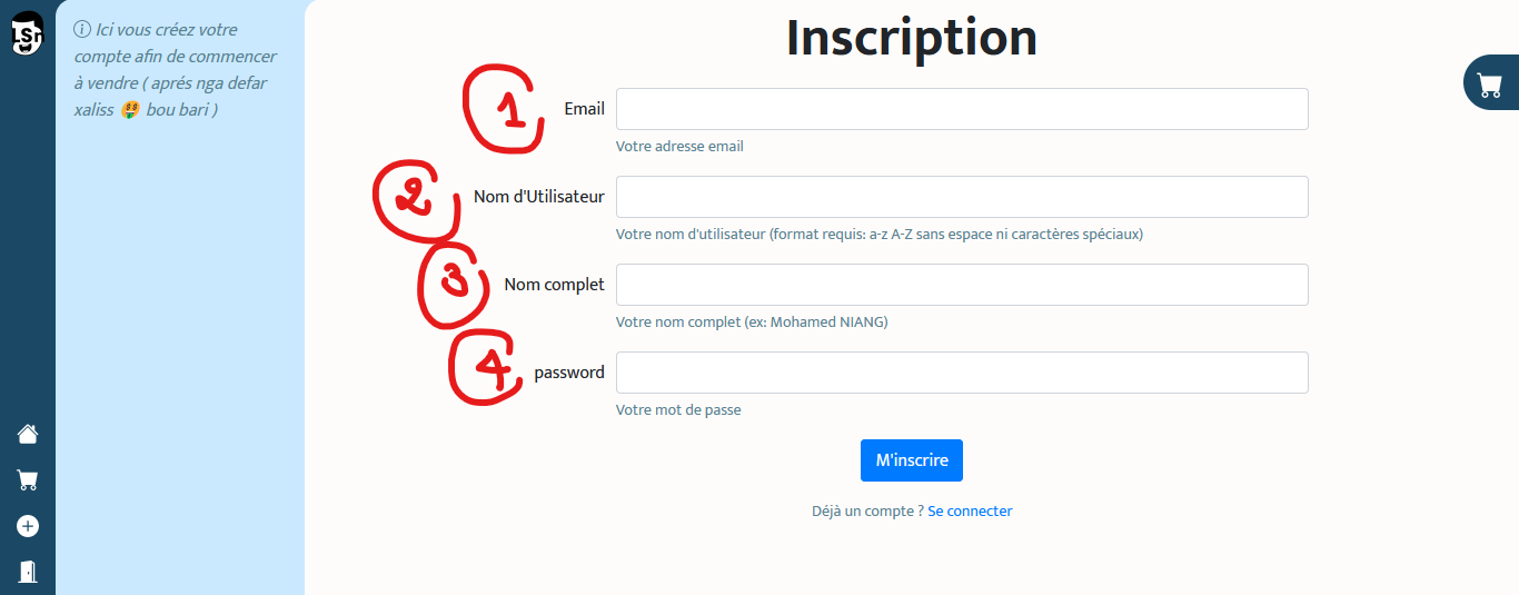 image expliquation navigation page inscription desktop